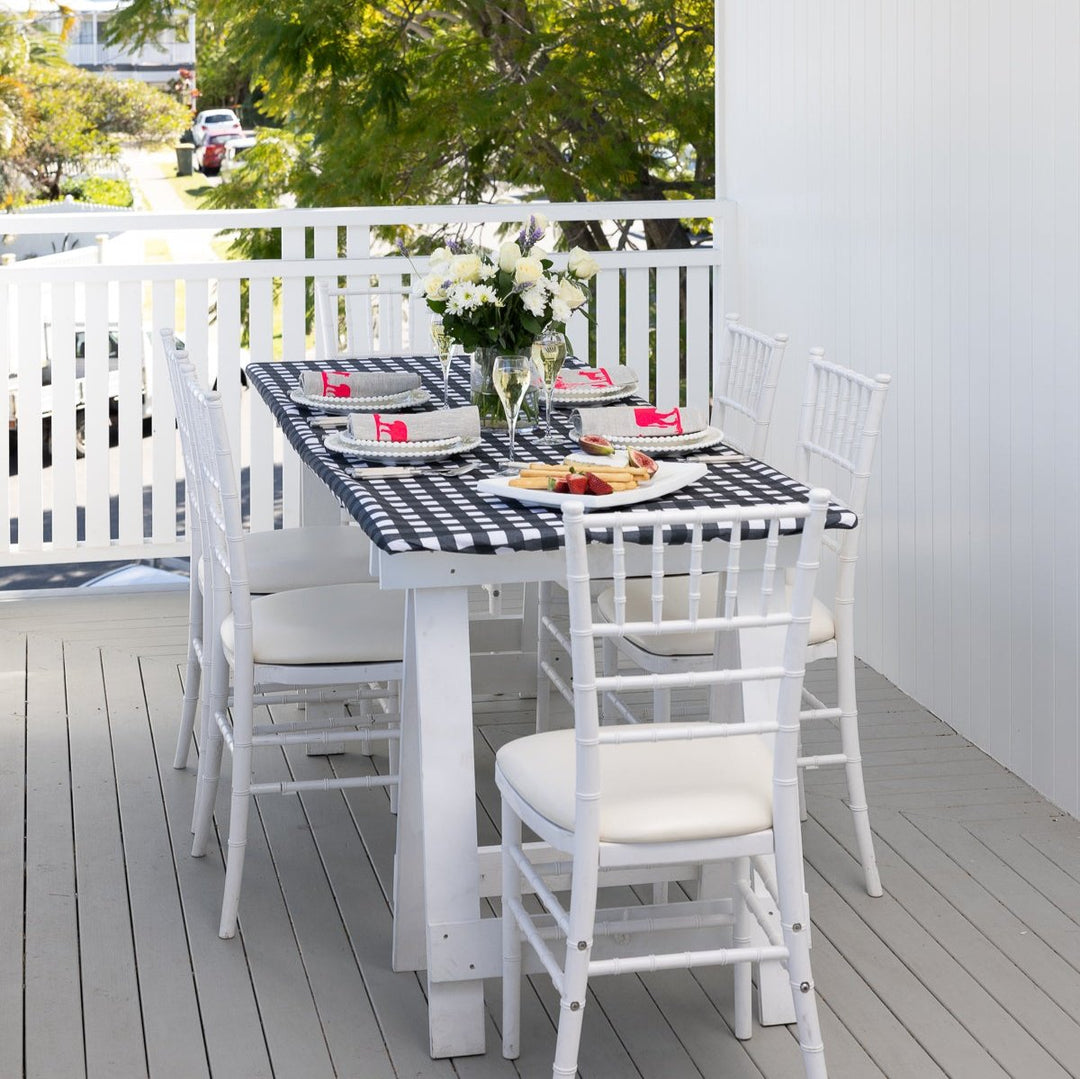 Elastic Fitted Rectangle Table Cover - Black and White 