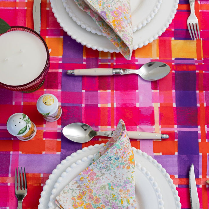 Elastic Fitted Rectangle Table Cover - Rose Gingham by Lordie Dordie 